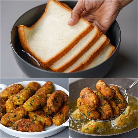 Veg Pakoda Recipe, Bread Pakora Recipes, Evening Snacks Indian, Bread Pakora, Pakoda Recipe, Recipe Bread, Pakora Recipes, Leftover Bread, Bread Snacks