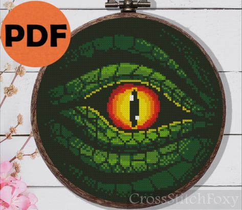 Boho Cross, Animal Cross Stitch Patterns, Dragon Eye, Boho Patterns, Alpha Patterns, Pattern Download, Simple Patterns, Cross Stitch Pattern, Reptiles