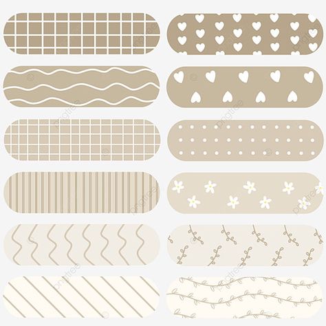 Brown Washi Tape Png, Aesthetic Washi Tape Png, Aesthetic Brown Pastel, Cute Aesthetic Brown, Washi Tape Aesthetic, Brown Stickers, Washi Tape Png, School Labels Printables, Tape Png