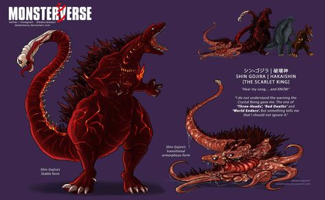 Scarlet King, Kaiju Groupie, Profile Character, Shin Godzilla, Kaiju Design, Tiny Creatures, So Confused, Mythical Creatures Fantasy, Character Artist