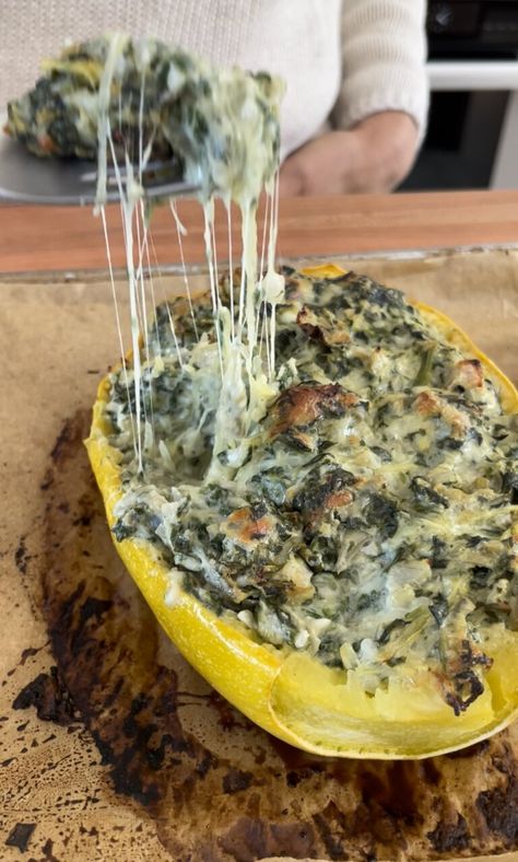 Artichoke Spaghetti Squash, Best Spaghetti Squash, Artichoke Spaghetti, Best Spaghetti Squash Recipes, Spaghetti Squash Boats, Spaghetti Squash Boat, Squash Boats, Spaghetti Squash Recipe, Best Spaghetti