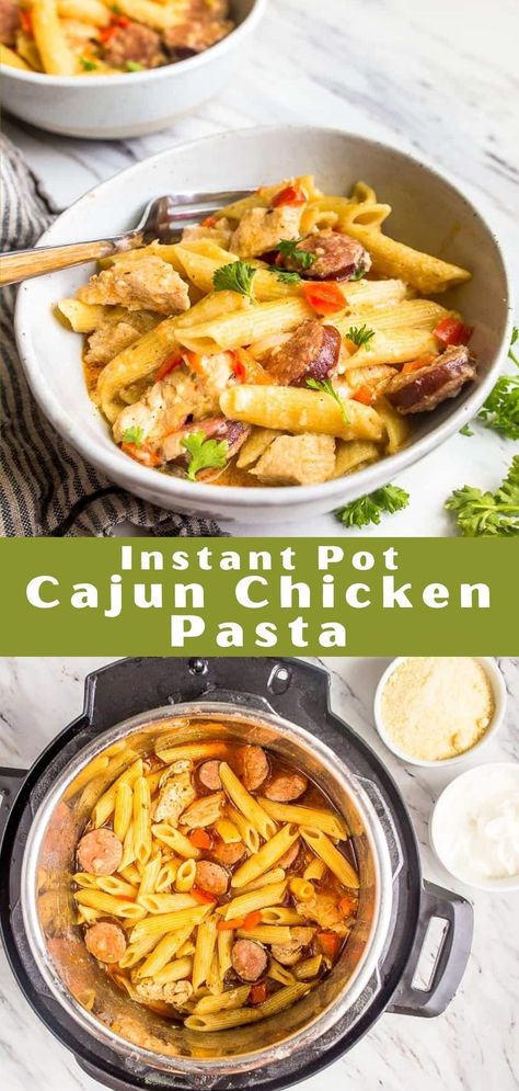 Instant Pot Cajun Chicken Pasta, Instant Pot Cajun Chicken, Instant Pot Cajun, Cajun Chicken Pasta Recipe, Sausage And Vegetables, Instapot Meals, Meal For Two, Spicy Pasta, Instant Pot Pasta Recipe