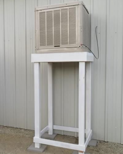 Homemade Swamp Cooler, Diy Swamp Cooler, Generator Shed, Diy Ac, Window Ac Unit, Cooler Stand, Swamp Cooler, Cool Garages, Dyi Projects