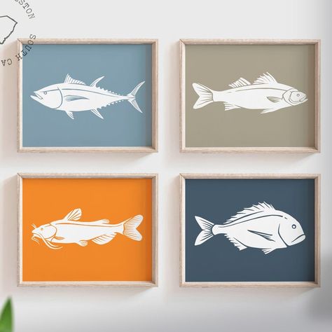 Boys fishing wall art boys bedroom fish fisherman theme | Etsy Fish Nursery Theme, Boys Fishing Bedroom, Fishing Nursery Theme, Fishing Bedroom, Fish Nursery Decor, Fish Nursery, Aunt Jackie, Fishing Wall Art, Fishing Nursery