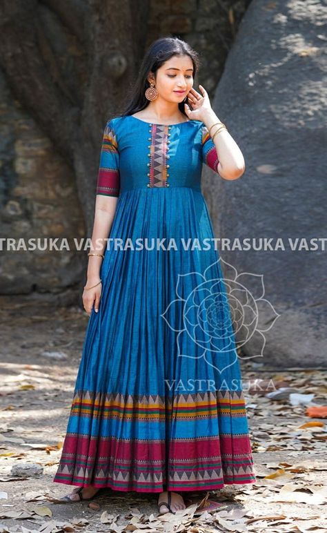 Kanchi Cotton Long Frocks, Narayana Peta Long Frocks, Narayanapet Pattu Long Frock, Narayanpet Long Frocks With Dupatta, Narayanpet Long Frocks For Kids, Pattu Saree Gown Designs, Cotton Long Frocks For Women, Pattu Long Frocks For Women Latest, Narayanpet Dresses