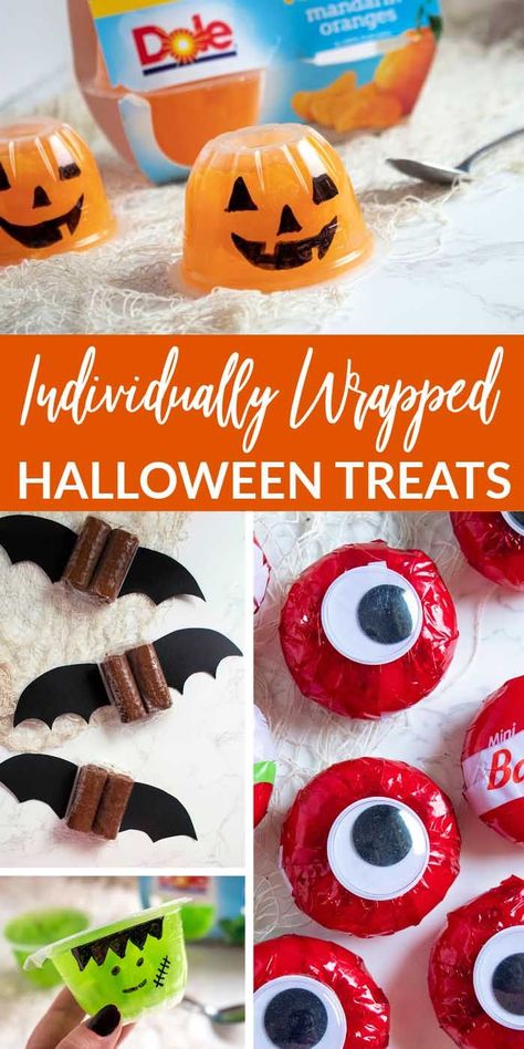 Individually Wrapped Halloween Treats for Kids! These are perfect for giving away to friends or classmates at school! So easy and FUN - perfect for Halloween! #passion4savings #halloween #treats #diy #individual Creative Halloween Treats, Halloween Classroom Treats, Dope Captions, Sac Halloween, October Food, Halloween Party Bags, Halloween Snacks For Kids, Kids Halloween Food, Halloween Arts