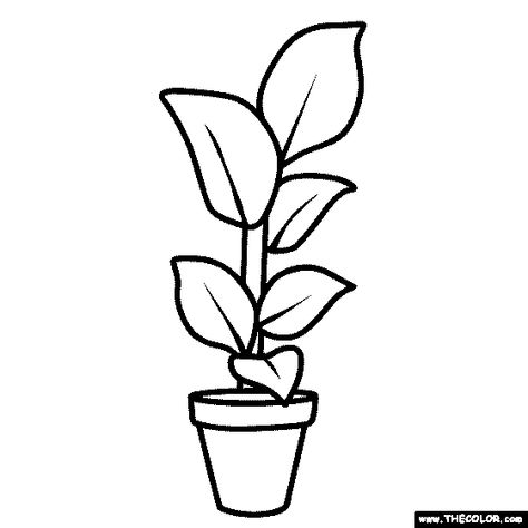 Houseplant Coloring Page Plants Drawings Easy, Plant Colouring Pages, Plant Template Free Printable, Plants Simple Drawing, Drawing Plants Easy, Plant Simple Drawing, House Plants Drawing, Easy Plant Drawings, Plant Drawings Simple