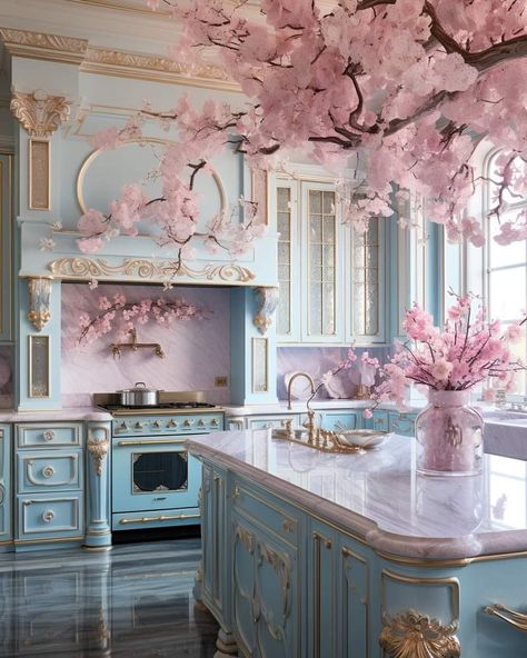 Pink Girly House, Girly Apartments, Dream Kitchens Design, Bathroom Design Decor, Dream House Rooms, Pink Kitchen, Pink Houses, Dream House Interior, Dream House Decor