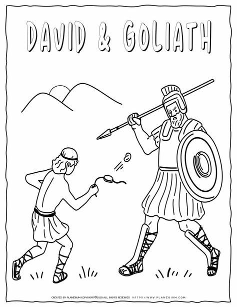 David And Goliath Craft, David Bible, Preschool Pictures, Story Of David, Preschool Coloring Pages, Kid Coloring Page, Bible Stories For Kids, David And Goliath, Bible Coloring Pages