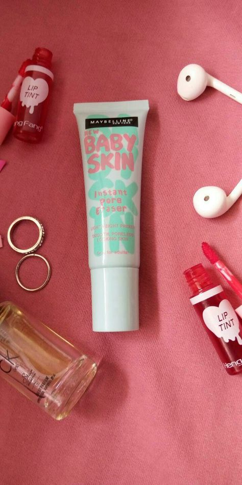 Baby Skin Primer, Budget Board, Makeup Palette Collection, Maybelline Baby Skin, Poreless Skin, Pore Eraser, Baby Lips Maybelline, Perfect Face, Baby Lips