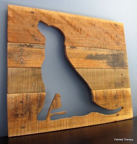 Create animal silhouette art with recycled wood. Credit: http://paintedtherapy.blogspot.com Hantverk Diy, Reclaimed Lumber, Wood Animal, Pallet Crafts, Animal Silhouette, Pallet Art, Working Class, Cool Diy Projects, Recycled Wood