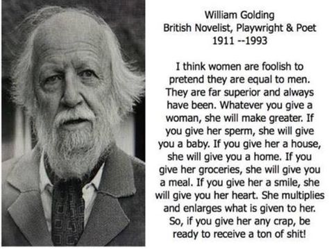 I think women are foolish to pretend they are equal to men......William Golding William Golding, Visual Statements, A Quote, Instagram Foto, Woman Quotes, Great Quotes, Inspire Me, Wise Words, Life Lessons