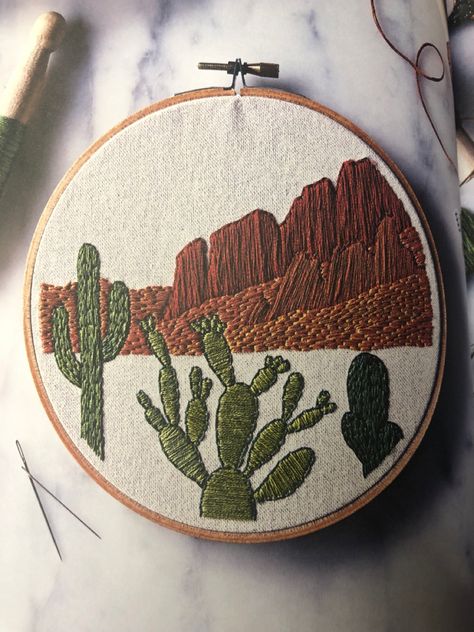 Southwest Embroidery Designs, Desert Embroidery Pattern, Desert Embroidery, Denim Jacket Embroidery, Embroidery Things, Cactus Embroidery, Jacket Embroidery, Sewing Challenge, Cactus Pattern