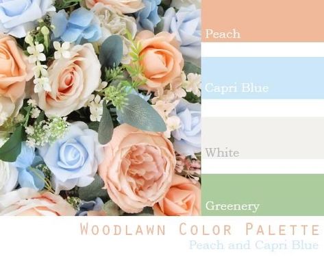 Wedding Flowers On A Budget, Blue Peach Wedding, Wedding Flowers Cheap, Mixed Flower Bouquet, Apricot Wedding, Peach Wedding Colors, Wedding Color Schemes Summer, Wedding Theme Color Schemes, Wedding Color Schemes Spring