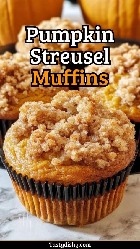 Delicious Pumpkin Streusel Muffins: Easy Fall Baking Recipe! - Delicious Recipes - Easy Cooking Ideas and Tasty Dishes Strudel Topping For Muffins, Pumpkin Cinnamon Muffins, Cinnamon Muffins Streusel, Muffin Streusel Topping, Pumpkin Spice Muffins Easy, Pumpkin Muffins With Streusel Topping, Pumpkin Cinnamon Roll Muffins, Fall Muffins Recipes, Pumpkin Desserts Easy Simple