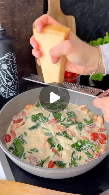 17K views · 1.1K likes | @healthymealtoday on Instagram: "How to make a delicious 20 minute Shrimp Pasta! 🍝  (via: @foodwerk.de)

Ingredients for 2 people:
250g pasta
200g prawns, thawed
250g cherry tomatoes
80g baby leaf spinach
3 cloves of garlic
1 tsp butter
200g cream
50g Parmesan
2 tbsp olive oil
1 tsp Italian herbs
Salt, pepper, sweet paprika

Preparation:
◾️Cook pasta according to package instructions.
◾️In the meantime, chop the garlic and halve the tomatoes.
◾️Heat olive oil in a pan and add the shrimp.
◾️Add salt, sweet paprika and garlic.
◾️Now add the butter to the pan and let it melt.
◾️Add cream, leaf spinach, tomatoes, parmesan, herbs and spices and let it boil down briefly.
◾️Now put the pasta in the pan, mix well and season to taste if necessary.

✅ Tip: As soon as the sh Sweet Paprika, Italian Herbs, Shrimp Pasta, Herbs And Spices, 2 People, How To Cook Pasta, Healthy Lunch, Cherry Tomatoes, Salt Pepper