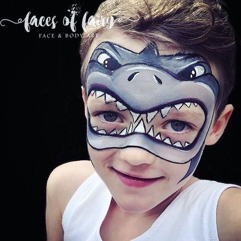 Shark Face Paint, Shark Makeup, Painting Design Ideas, Shark Mask, Animal Face Paintings, Face Painting Tips, Face Painting For Boys, Face Paints, Mask Painting