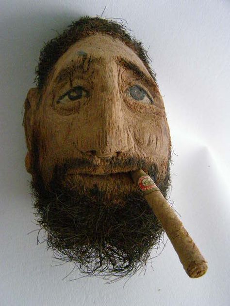 coconut head | The Coconut Head has a hole by his mouth, I bought the Cigar… No it ... Coconut Crafts, Coco Art, Coconut Head, Shell Sculpture, Coconut Shell Crafts, Coconut Shells, Fourth Of July Food, Fidel Castro, Coconut Tree