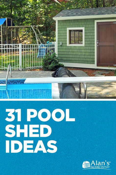 Pool Shop Ideas, Pool Shed Ideas Changing Room, Pool House Storage Shed, Pool Pump Shed Ideas, Shed Turned Into Pool House, Storage Shed Pool House, Diy Pool House Shed With Bathroom, Small Pool House Ideas Shed, Cheap Pool House Ideas