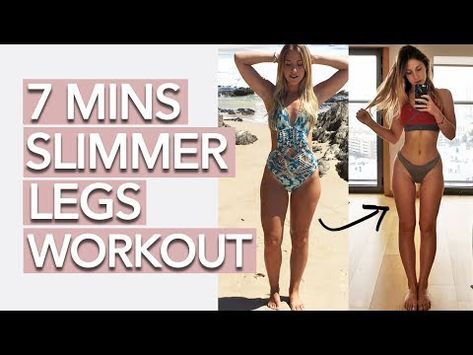 Lean Leg Workout, Slim Legs Workout, 7 Minute Workout, Youtube Workout, Hard Workout, Thigh Exercises, Toning Workouts, 7 Minutes, Legs Workout