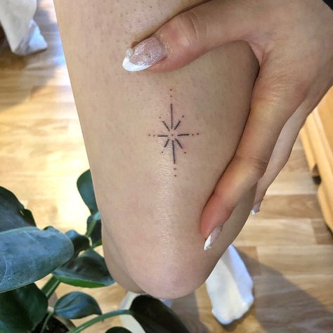 North star handpoked by myself on myself North Star Tattoo, North Star Tattoos, Star Tattoo, Star Tattoos, By Myself, North Star, Leaf Tattoos, Maple Leaf Tattoo, Tattoo Ideas