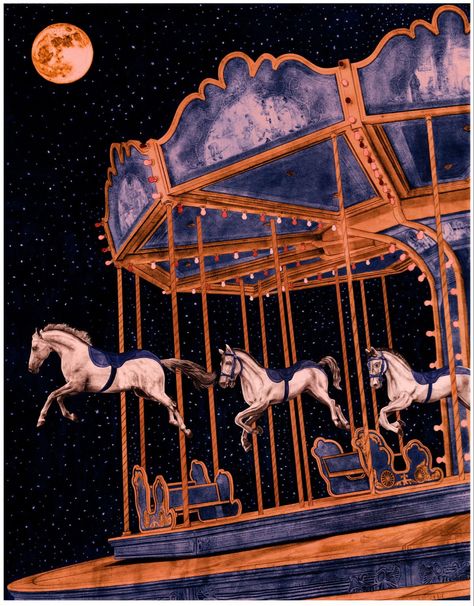 Moon Madness, Merry Go Round, Carousel Horses, Vintage Circus, Arte Inspo, Arte Pop, Illustration Inspiration, Op Art, Amusement Park