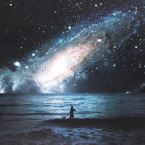 You were meant to live a fully loved, passionate, fun, exhilarating life. Connect to your soul source for you cannot run from what is true. Try as you may, you are not honoring your souls love. Night Ocean, Fantasy Space, Space Beautiful, Universe Galaxy, Galaxy Art, Universe Art, Space Stars, Space And Astronomy, Surreal Art