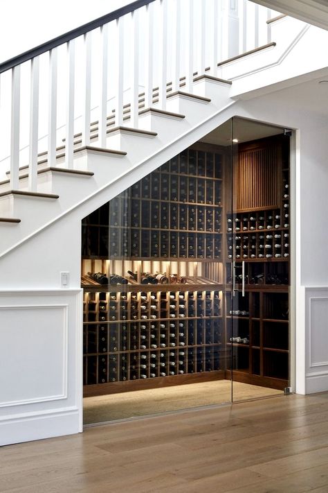 Wine Room Ideas In House Luxury, Hidden House Features, Wine Cellar Under Stairs, Under Stairs Wine, Under Stairs Wine Cellar, Hidden Hills Home, Wine Room Design, تحت الدرج, Wine Cellar Ideas