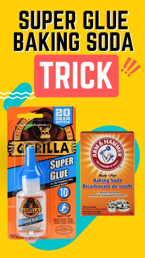 Discover the amazing combination of baking soda and super glue that revolutionizes fixing things. Learn how these simple ingredients create a powerful bond to fix almost anything. Be amazed by the endless possibilities of #BakingSodaMagic and #SuperGlueHack. Start exploring DIY projects and fix it all! Watch now Baking Soda And Super Glue, Super Glue And Baking Soda, Drinking Baking Soda, Crafting Hacks, Pee Stains, Soda Brands, Baking Soda Shampoo, Clever Hacks, Super Glue