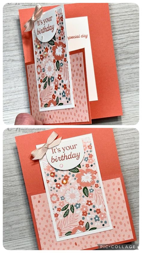 Dsp Cards Layout, Patterned Paper Cards Ideas, Card Layout Ideas, Diy Greeting Cards, Designer Paper Cards, Scrappy Cards, Card Sketches Templates, Card Design Handmade, Dsp Cards