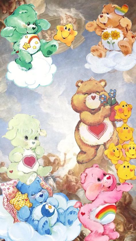 #carealot #carebears #carebearscousins #art #wallpaper #vintage #renaissance Art Wallpaper Vintage, Care Bears Vintage, Care Bears Cousins, Pink Teddy Bear, 80s Cartoons, Wallpaper Vintage, Bear Wallpaper, Care Bear