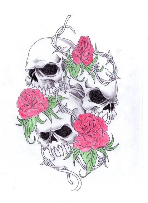 skull and roses Rose Hip Tattoo, Skulls Pictures, Rose Tattoo On Hip, Fog Art, Fondant Cakes Birthday, Wonderland Artwork, Candy Skull, Girl Skull, Edible Image Cake