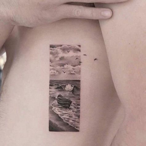 Landscape Tattoos, Noir Tattoo, Square Tattoo, Hipster Tattoo, Circle Tattoos, Tattoo Inspiration Men, Landscape Tattoo, Incredible Tattoos, Painting Tattoo