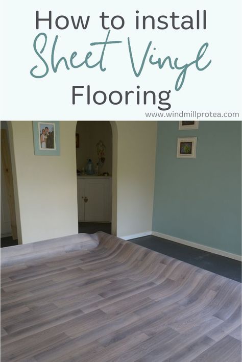 How to install sheet vinyl flooring in your home DIY. Follow these simple steps for an instant upgrade! Vinyl Roll Flooring, Sheet Linoleum, Roll Vinyl Flooring, Vinyl Flooring Installation, Inexpensive Flooring, Vinyl Flooring Kitchen, Vinyl Sheet Flooring, Sheet Vinyl Flooring, Cheap Flooring