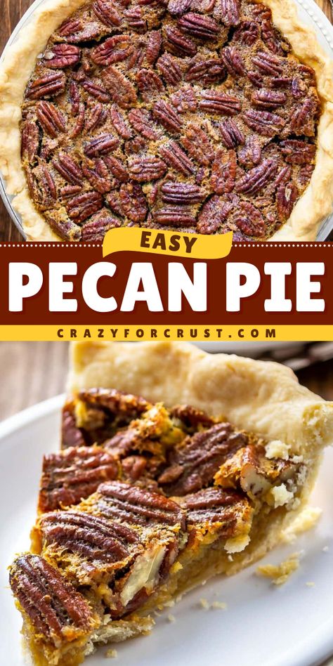 Don't miss out on this Easy Pecan Pie! This Thanksgiving dessert idea is a classic. From the thick, buttery crust to the decadent filling, this is one of the best pie recipes! Put this on your sweet treats to make for Thanksgiving! Thanksgiving Recipes Pie, Easy Pecan Pie Recipe Simple, Fall Pies Recipes Easy, Thanksgiving Pies Recipes, Pecan Pie Crust Recipe, Classic Pecan Pie Recipe, Easy Pecan Pie Recipe, Sweet Treats To Make, Easy Pie Recipe