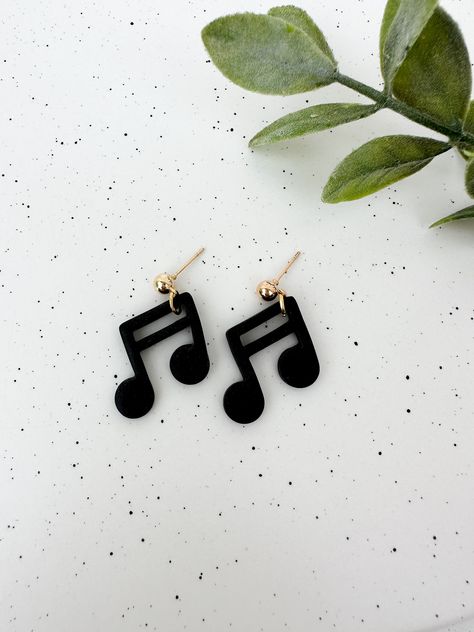 Instrument Earrings, Trombone Music, Music Note Earrings, School Earrings, Teacher Earrings, Nature Colors, Teacher Appreciation Gift, Polymer Clay Charms, Music Note