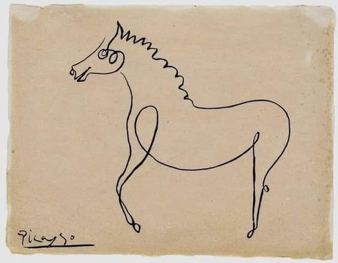 Pablo Picasso Horse, 1923 Brush on paper Museum of Modern Western Art, Moscow Picasso One Line Drawing, Horse Line Art One Line Drawing Horse, Line Drawing Horse, Picasso Horse, Horse Line Art, Pablo Picasso Drawings, Drawing Horse, Picasso Artwork, Picasso Drawing, Modern Western