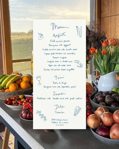 Nouille Design (@nouille.design) | Instagram Supper Club Menu, Italian Feast, Wedding Menus Design, Menu Illustration, Italian Dinner Party, Boda Ideas, Italian Menu, Birthday Menu, Dinner Party Invitations