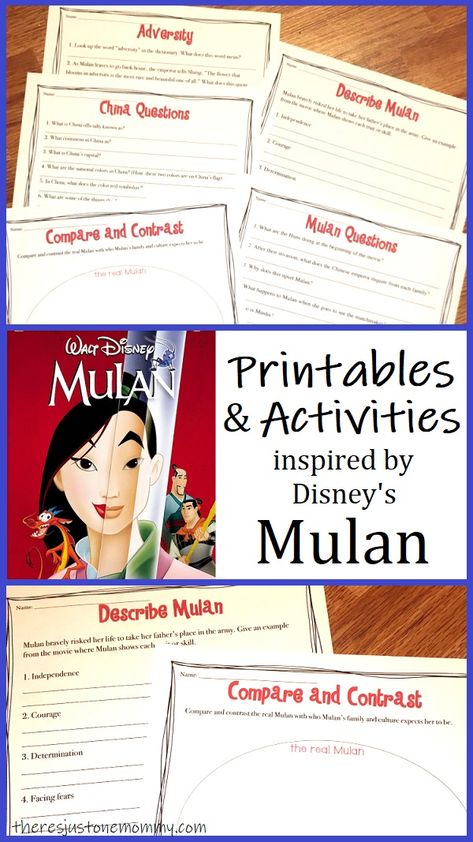 Make learning fun with movies! Discover Mulan worksheets to discuss characters and cause & effect as well as fun Mulan crafts and more. #Disneymovies #Disneyprintables #Disneyworksheets Disney Lesson Plans, Mulan Activities, Mulan Dinner And A Movie, Mulan As A Villain, Mulan Movie, Character Worksheets, Activities Worksheet, Science Printables, Cause Effect