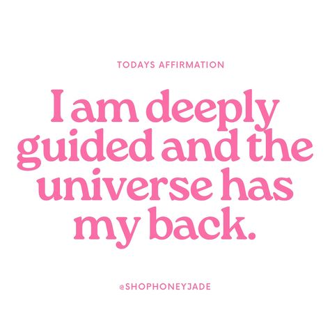 I am deeply guided and the universe has my back 🩷🪐 #shophoneyjade #honeyjade #dailyaffirmations Universe Has My Back, Universe Love, My Universe, Daily Affirmations, The Universe, Affirmations, Universe, Quick Saves