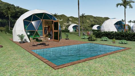 dome house kit 36 sqm dome houses for sale glamping projects | eBay Yurt Kits, Yurts For Sale, Dome Houses, Cabin Diy, Prefab Cabins, Dome House, Garden Pictures, Round House, Dream Design