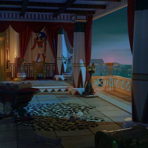 Ancient Egypt Bedroom, Egyptian Palace Concept Art, Ancient Egypt Palace, Egyptian Castle, Egypt Palace, Egyptian Palace, Egyptian House, Ancient Egypt Aesthetic, Interior Concept Art