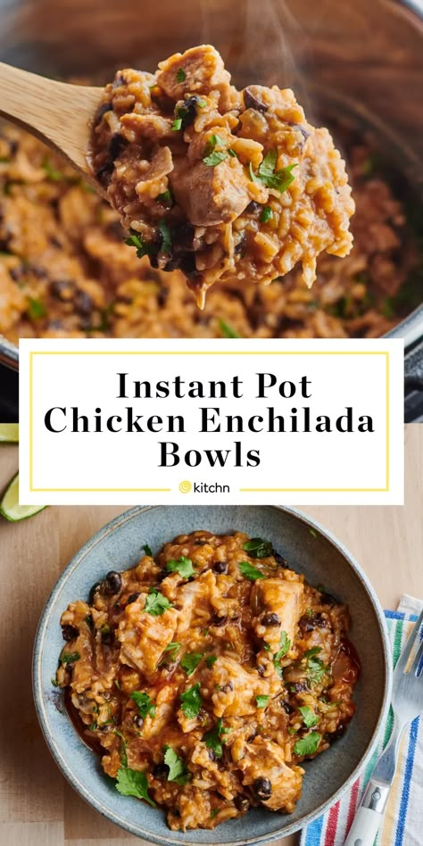 Dip Recipes Instant Pot, Summer Instant Pot Recipes Chicken, Loaded Rice, Enchilada Bowls, Chicken Instant Pot Recipes, Weeknight Chicken, Chicken Instant Pot, Cheesy Chicken Enchiladas, Weekend Food