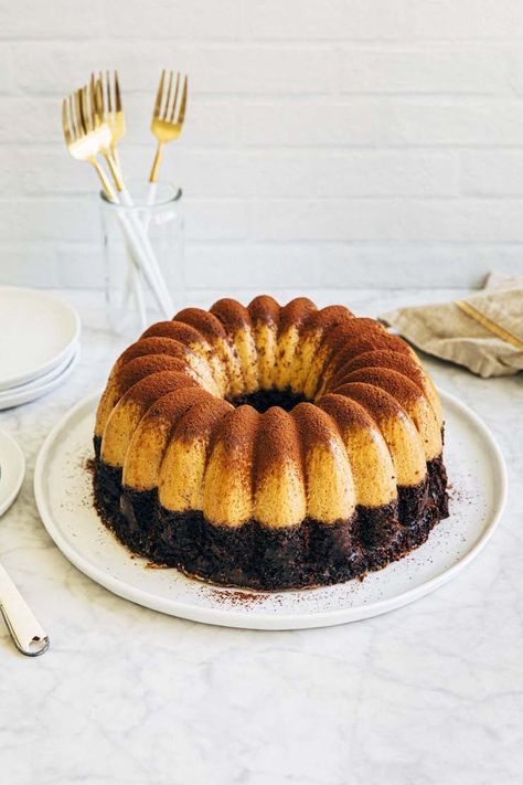 Picture of chocoflan cake on a white plate. Chocoflan Cupcakes, Flancocho Recipe, Chocoflan Cake, Chocoflan Recipe, Buttermilk Chocolate Cake, Flan Cake, Steamed Cake, Mexican Dessert, Cinnamon Toast