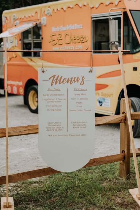 Food Truck Menu Display Ideas, Food Truck Signage, Food Truck At Wedding, Taco Truck Wedding, Food Truck Aesthetic, Food Truck Menu Ideas, Lemonade Cart, Baptism Food, Pesto Fish