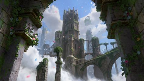 Ruined Castle, Landscape Concept, Image Painting, Scene Art, Fantasy City, Fantasy Castle, Fantasy Places, Fantasy Art Landscapes, Fantasy Concept Art