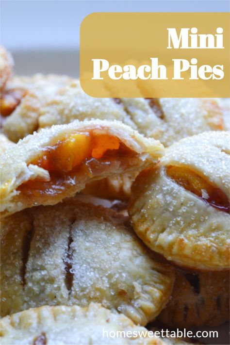 Peach Turnovers, Mini Peach Pies, Easy Peach Pie, Peach Pies, Peach Filling, Premade Pie Crust, Peach Tart, Peach Pie Filling, Peach Dessert Recipes