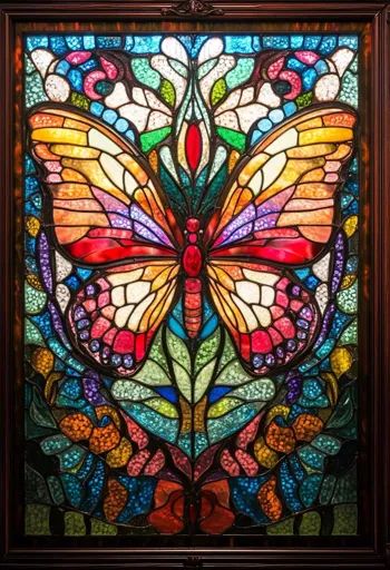 ↑↑↑ Larger size on website 🔸 A stained glass window depicting a colorful butterfly with intricate details. The butterfly's wings Stain Glass Butterflies, Earring Inspo, Stained Glass Paint, Warm And Cool Colors, Stained Glass Butterfly, Cool Colors, Colorful Butterfly, Glass Butterfly, Elegant Frame