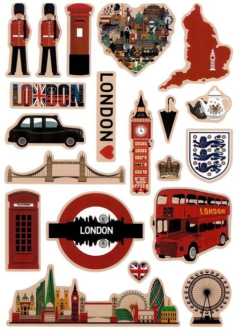 Travel Stickers Printable, London Stickers, London Scrapbook, Suitcase Stickers, Luggage Stickers, Scrapbook Printing, Tumblr Stickers, Scrapbook Stickers Printable, Travel Stickers