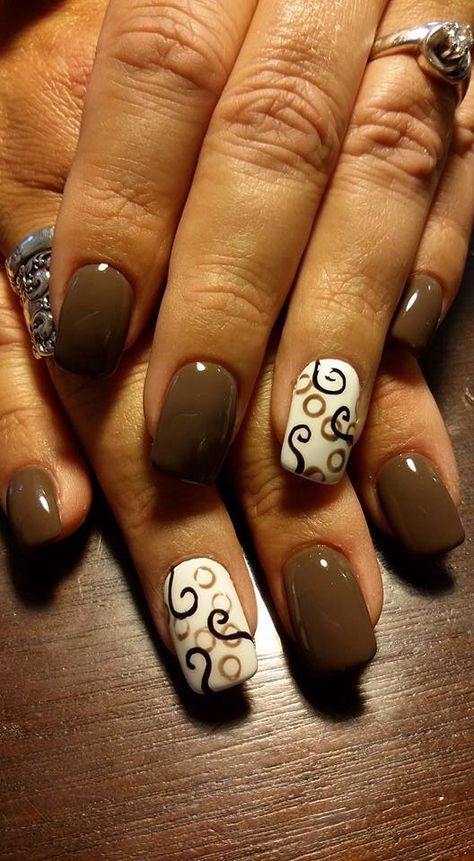 Brown Nails Fall Art Designs, Black Cherry Nails Design, Coffee Nails Designs, Cherry Mocha Nails, Black Cherry Nails, Thanksgiving Nail Designs, Brown Nails Design, Thanksgiving Nail, French Tip Nail Designs